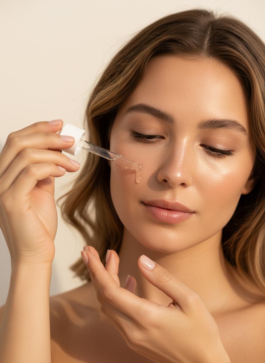Woman applying MaxVeras Serum